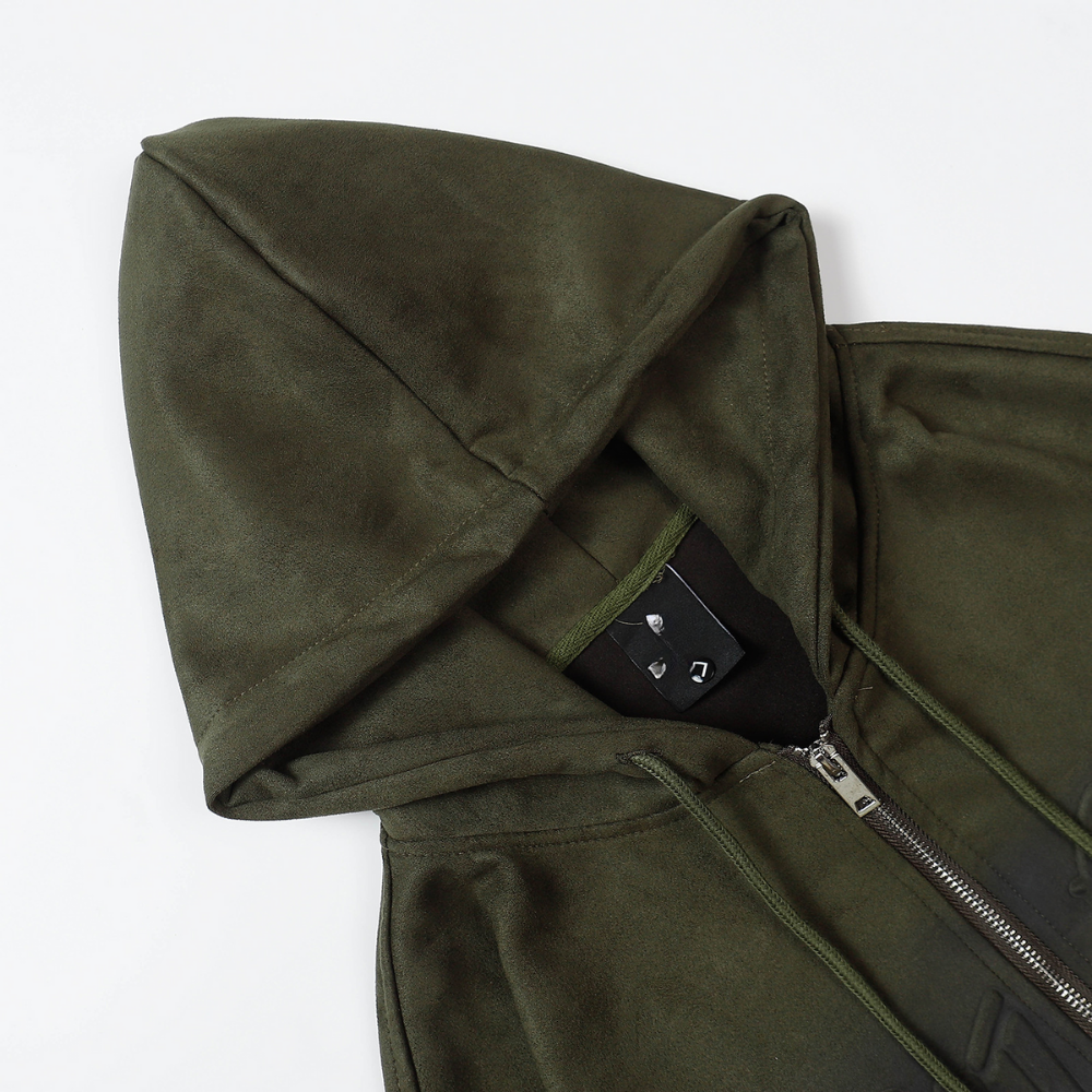 High Street Lettering Stamped Suede Hoodie