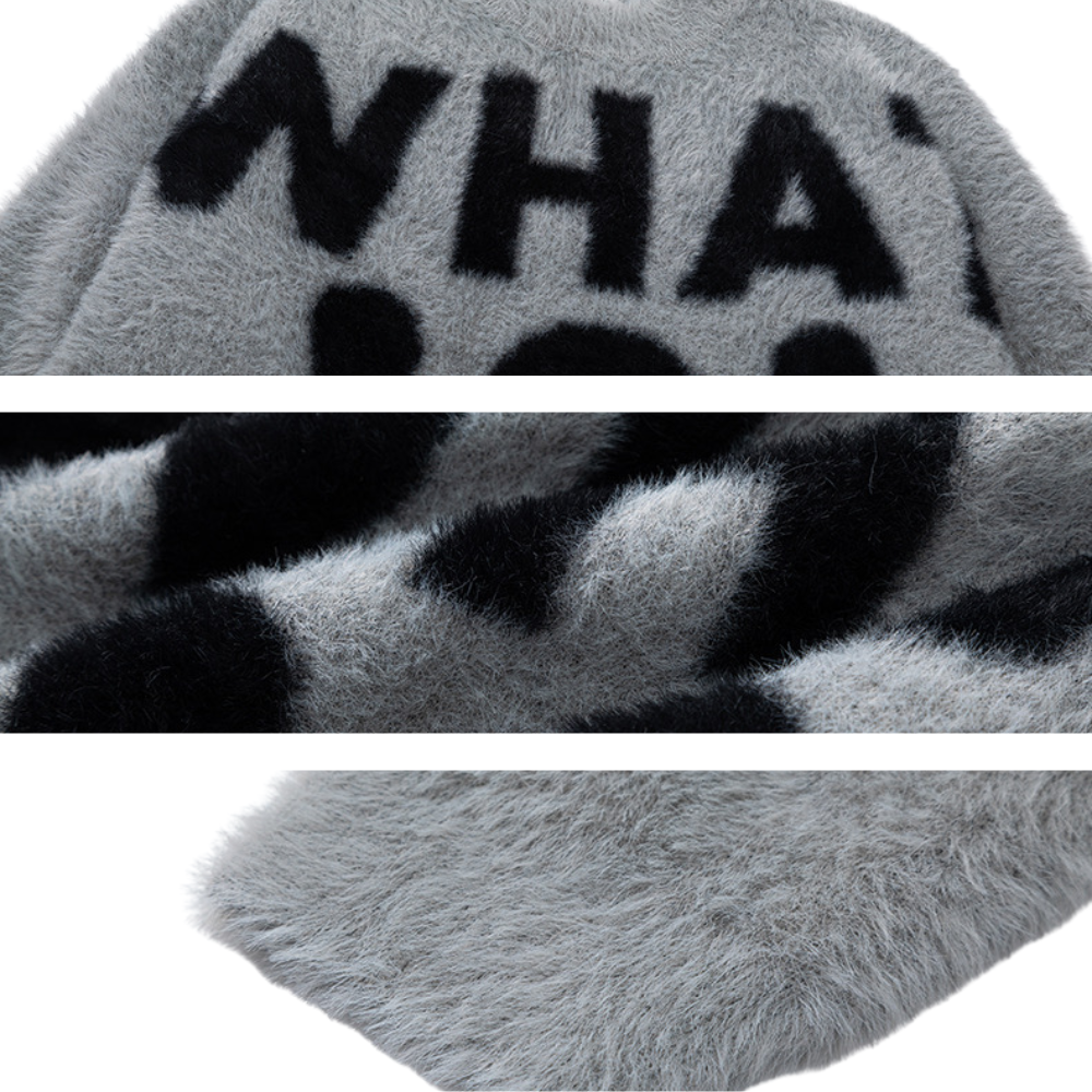 OOC' Vintage Mink Casual Loose Lettering Sweater