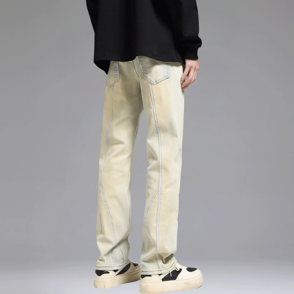 Washed Split Line Stretch Jeans