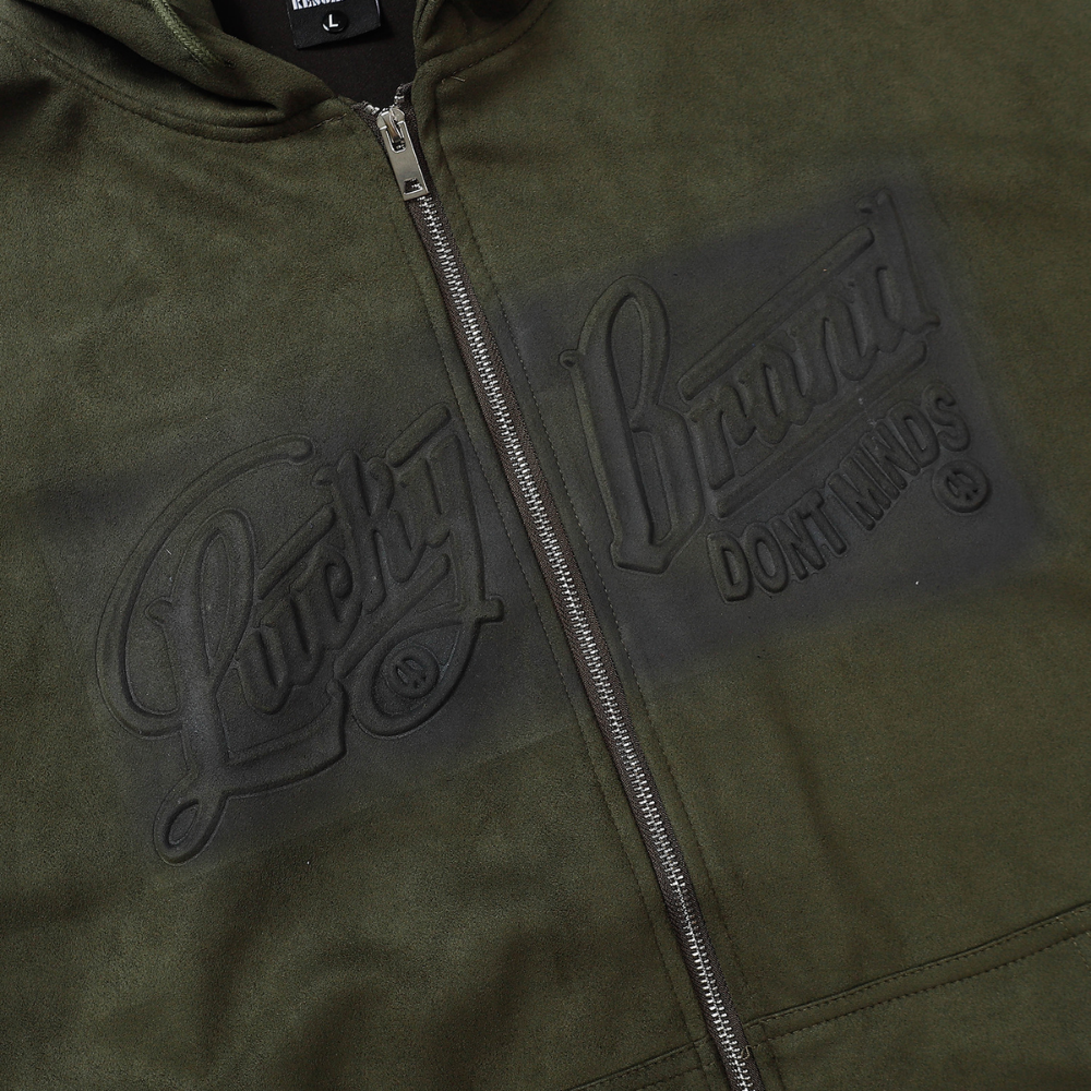 High Street Lettering Stamped Suede Hoodie