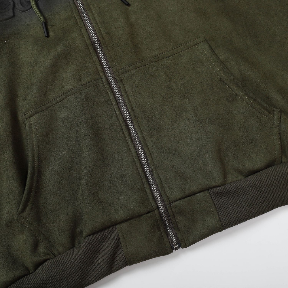 High Street Lettering Stamped Suede Hoodie