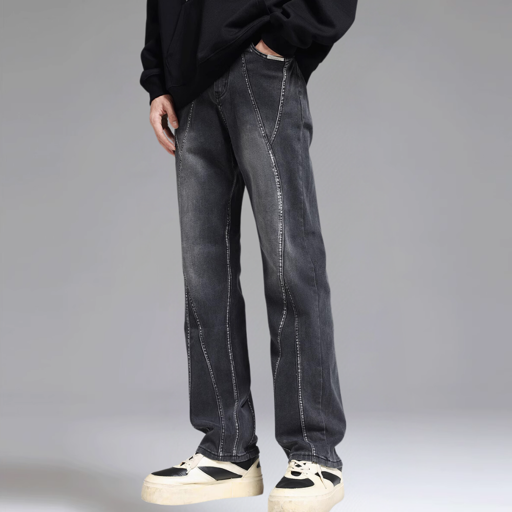 Washed Split Line Stretch Jeans