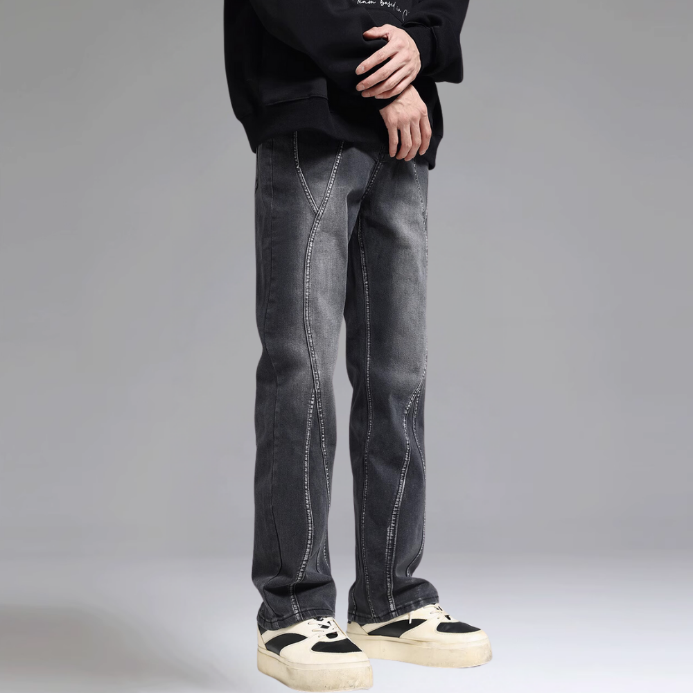Washed Split Line Stretch Jeans