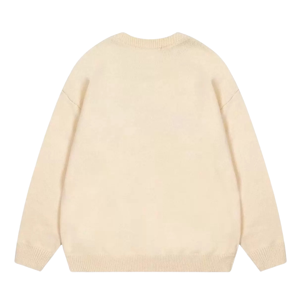 OOC' 3D Colorful Letter Print Loose Sweater