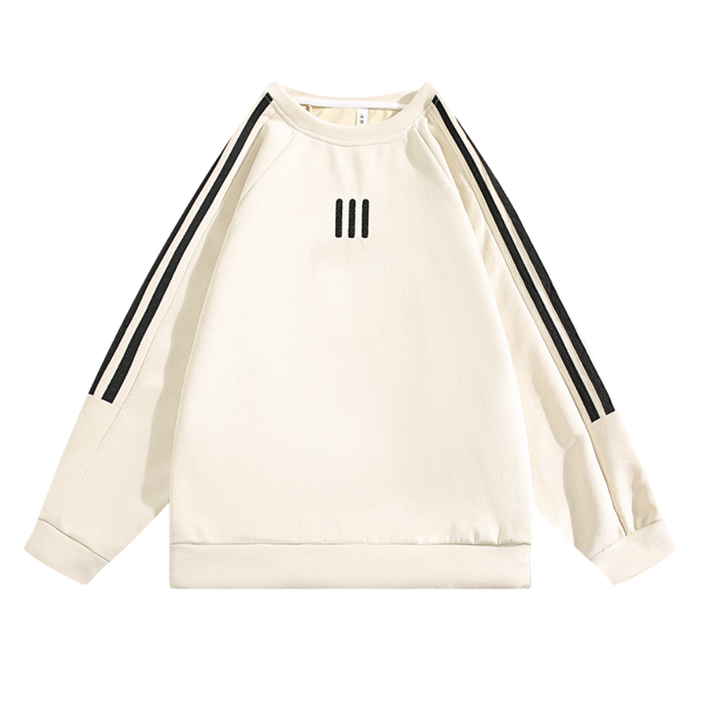 Sport Striped Embroidered Suede Sweatshirt