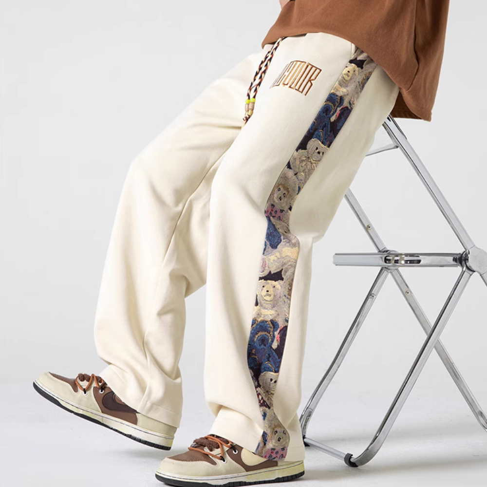 Japanese Side Bear Print Sweatpants