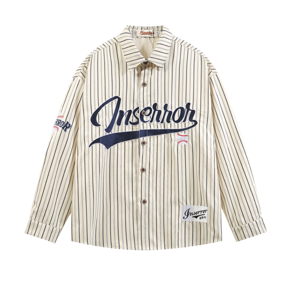 Vintage Baseball Letters Embroidered Shirt