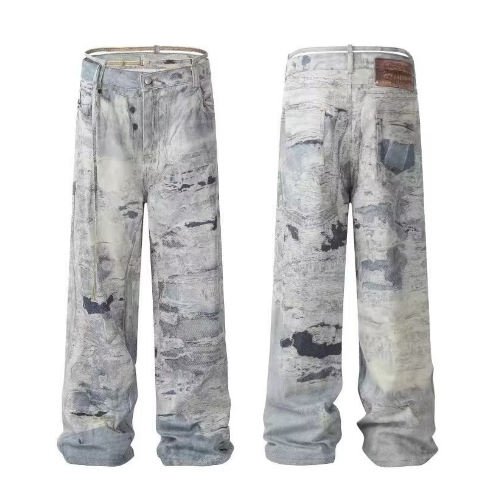 DF |Digital Print Cloud Ink Graffiti Jeans