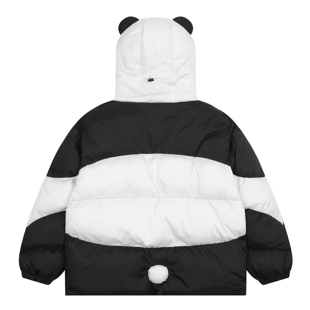 Panda-Paneled Windproof Hooded Coat