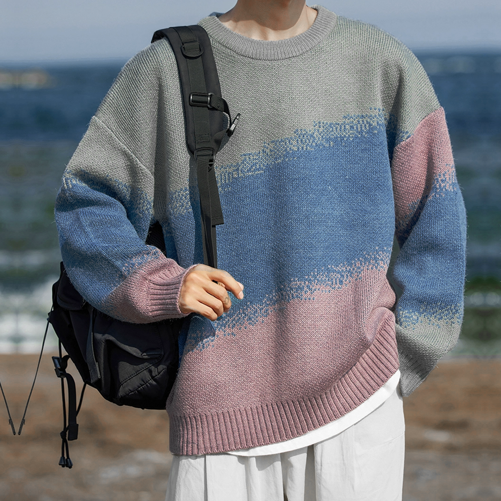 Japanese  Contrast Color Large Size Sweater