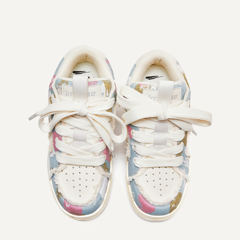 Street Denim Graffiti Raw Edge Sneaker