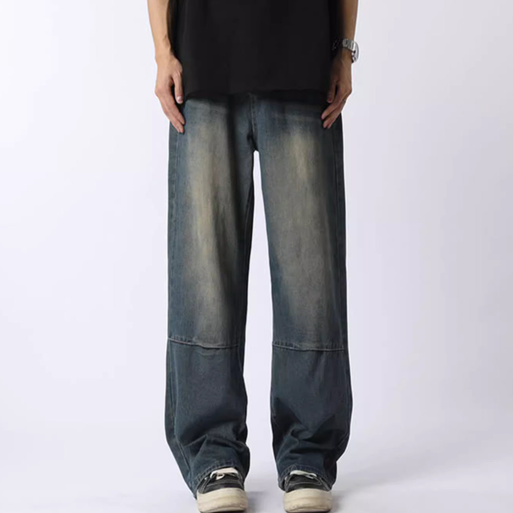 Distressed 3D Embroidered Whisker Jeans