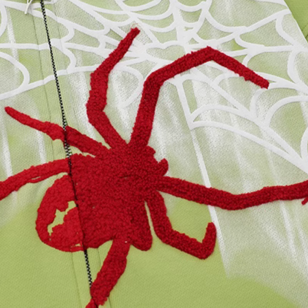 Monster Spider Letter Embroidered Hoodie