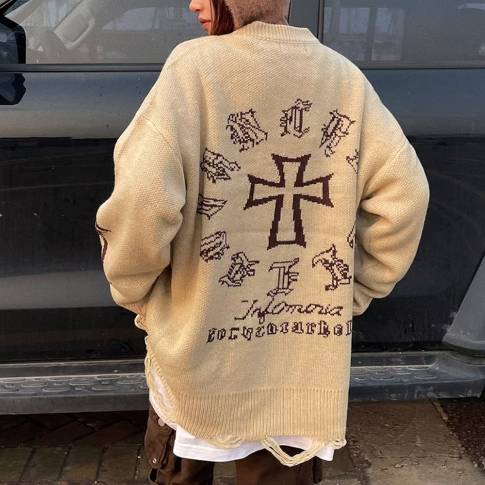 Casual Sanskrit Jacquard Sweater