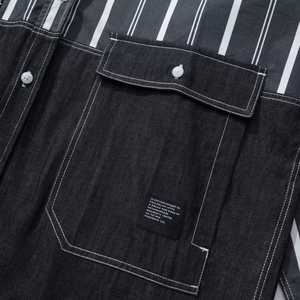 Denim Panel Striped Shirt