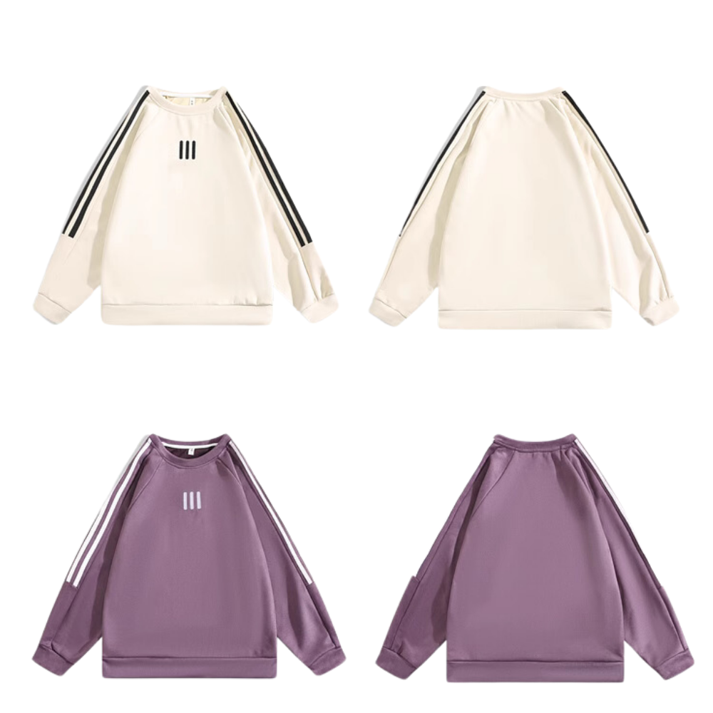 Sport Striped Embroidered Suede Sweatshirt