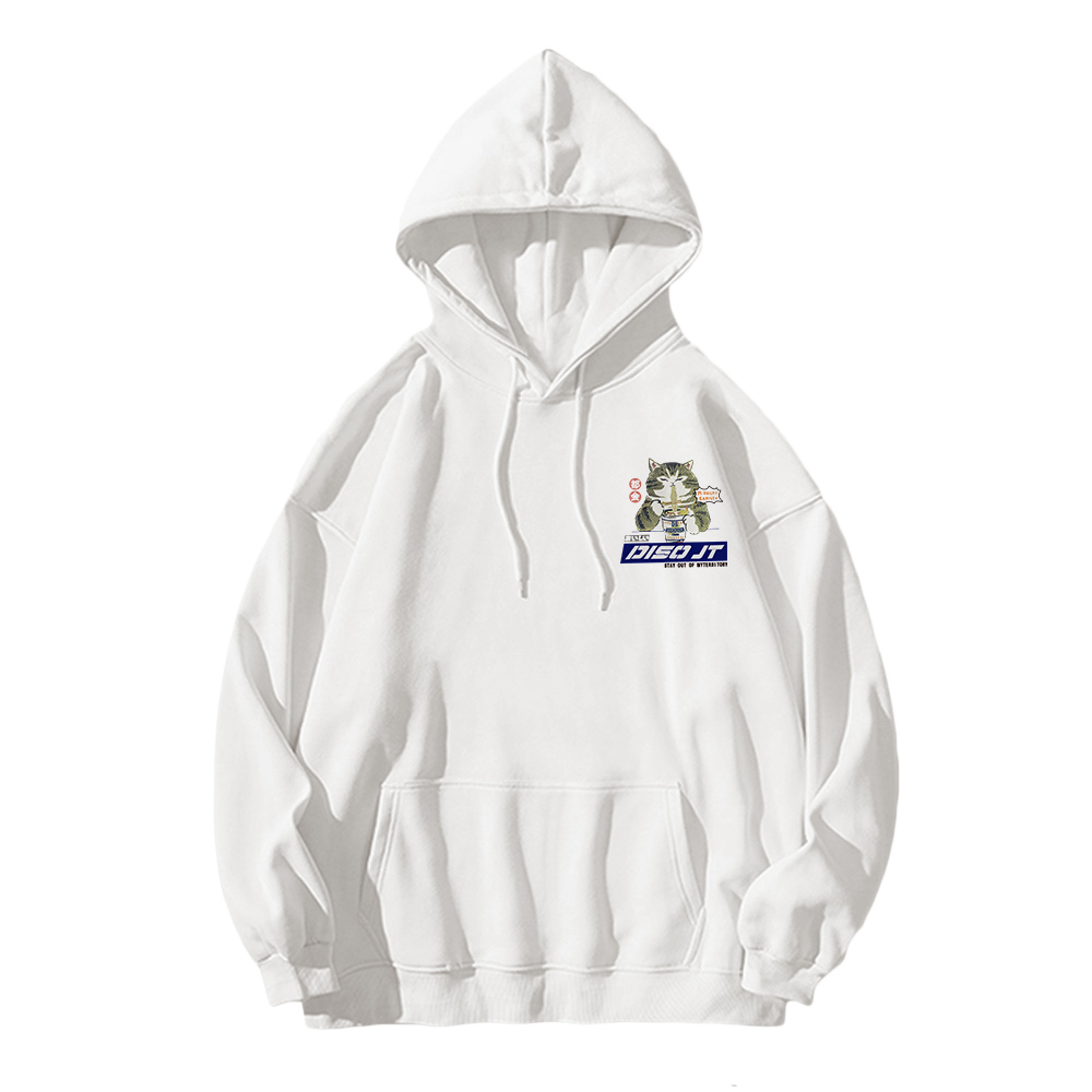 Japanese Greedy Cat Print Hoodie