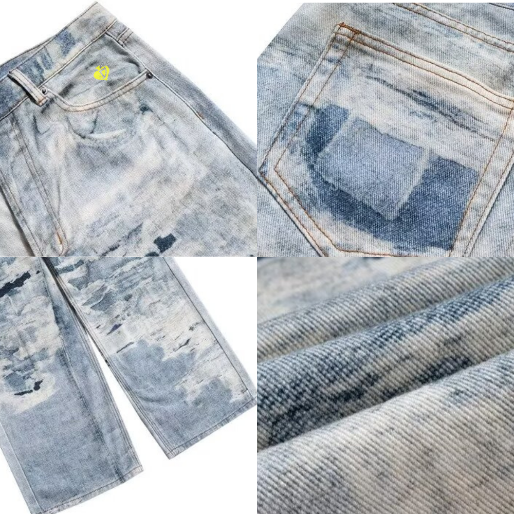 DF |Digital Print Cloud Ink Graffiti Jeans