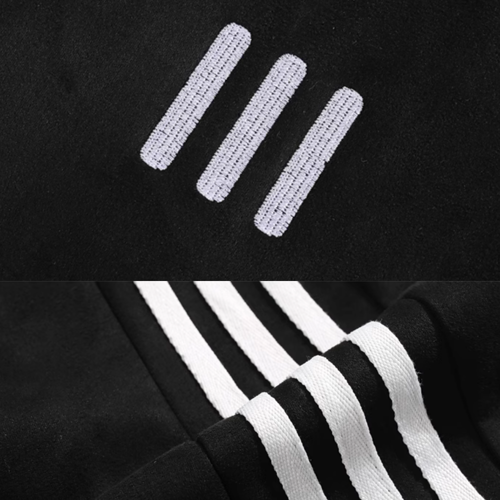Sport Striped Embroidered Suede Sweatshirt