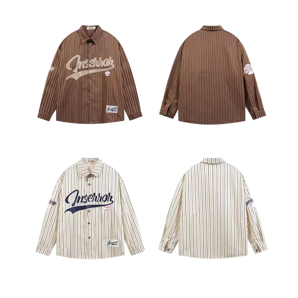 Vintage Baseball Letters Embroidered Shirt