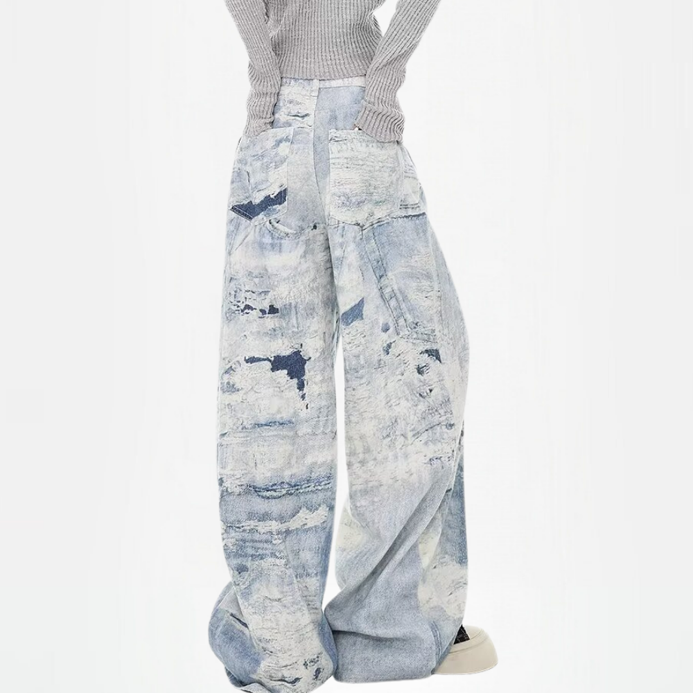 DF |Digital Print Cloud Ink Graffiti Jeans