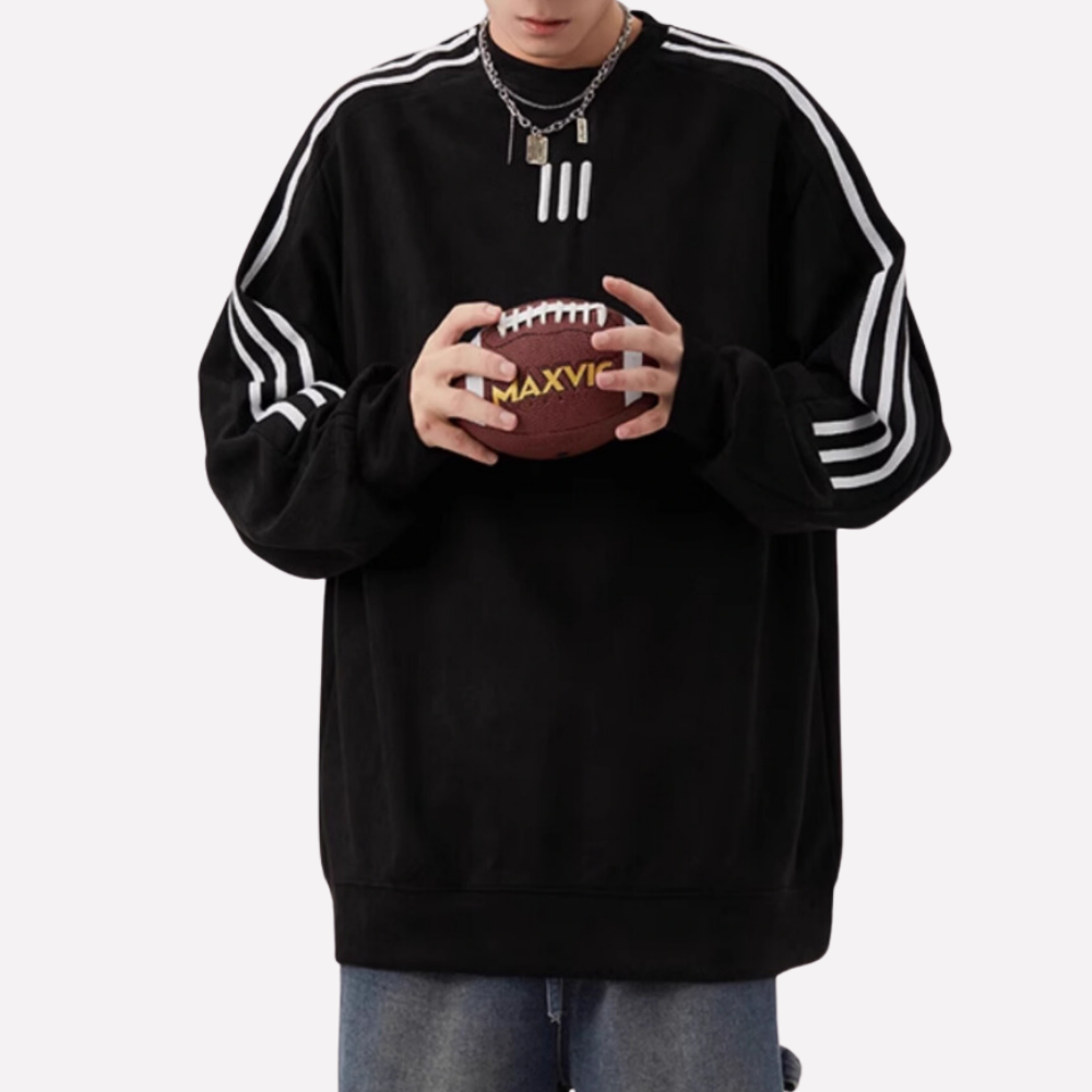 Sport Striped Embroidered Suede Sweatshirt