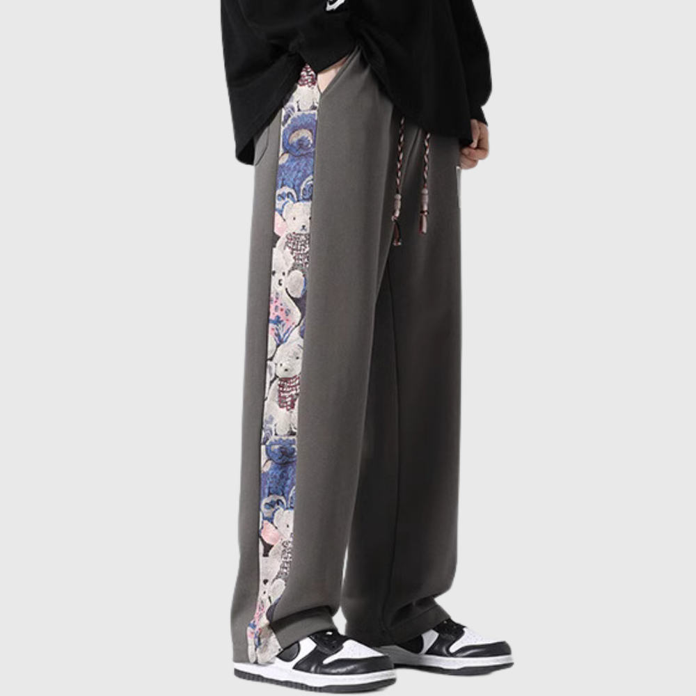 Japanese Side Bear Print Sweatpants