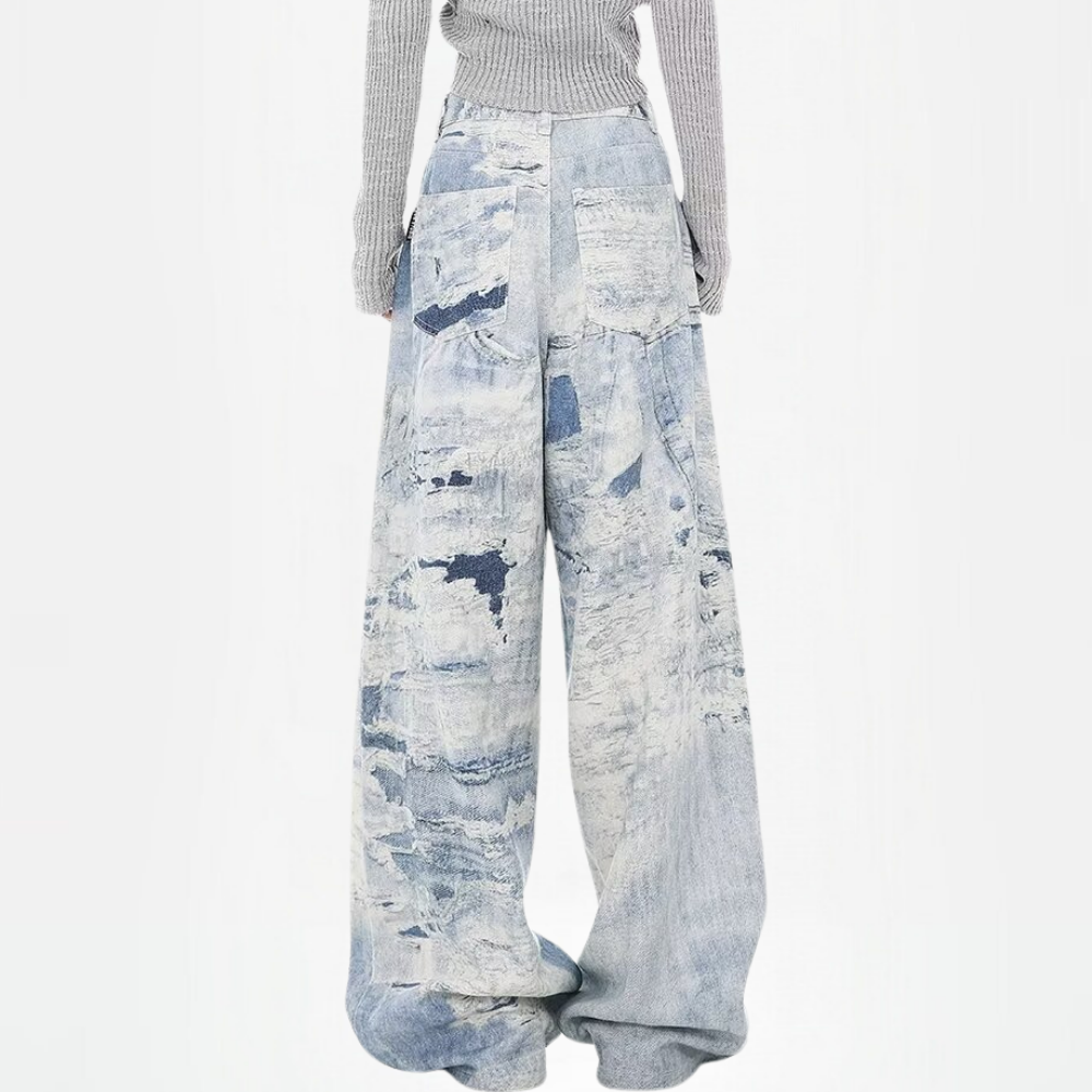 DF |Digital Print Cloud Ink Graffiti Jeans