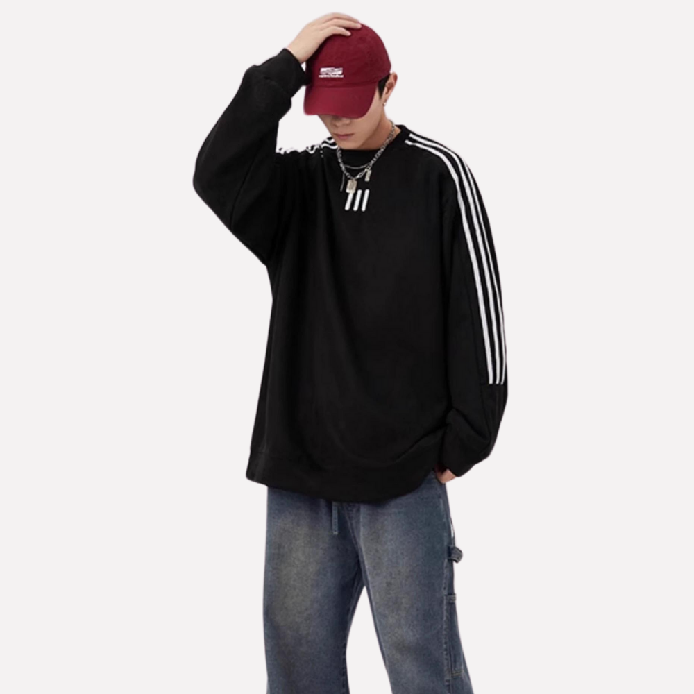 Sport Striped Embroidered Suede Sweatshirt