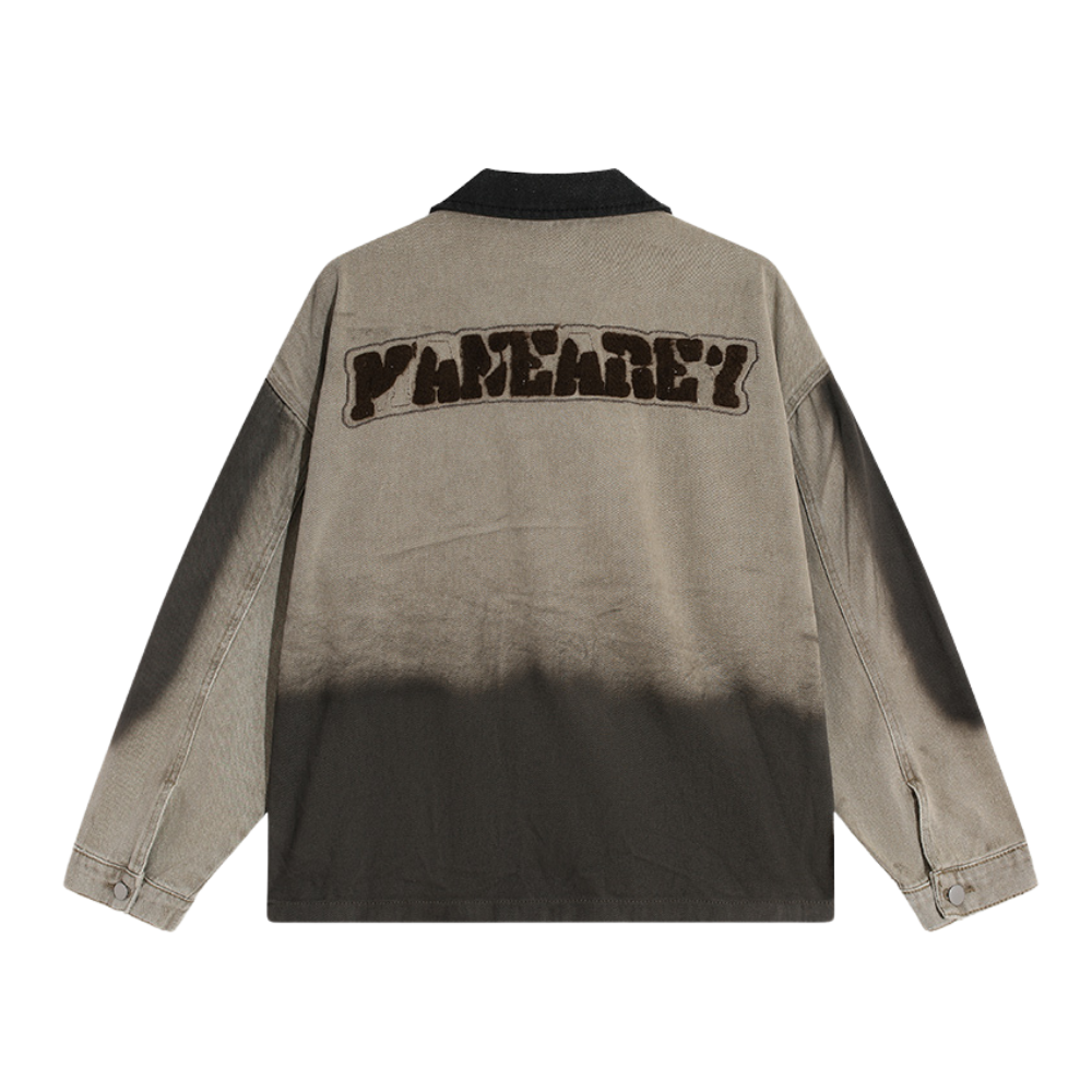Gradient Lapel Embroidered Work Jacket