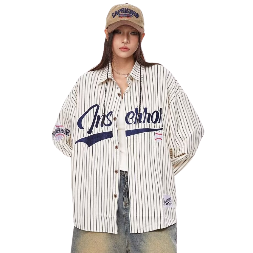 Vintage Baseball Letters Embroidered Shirt