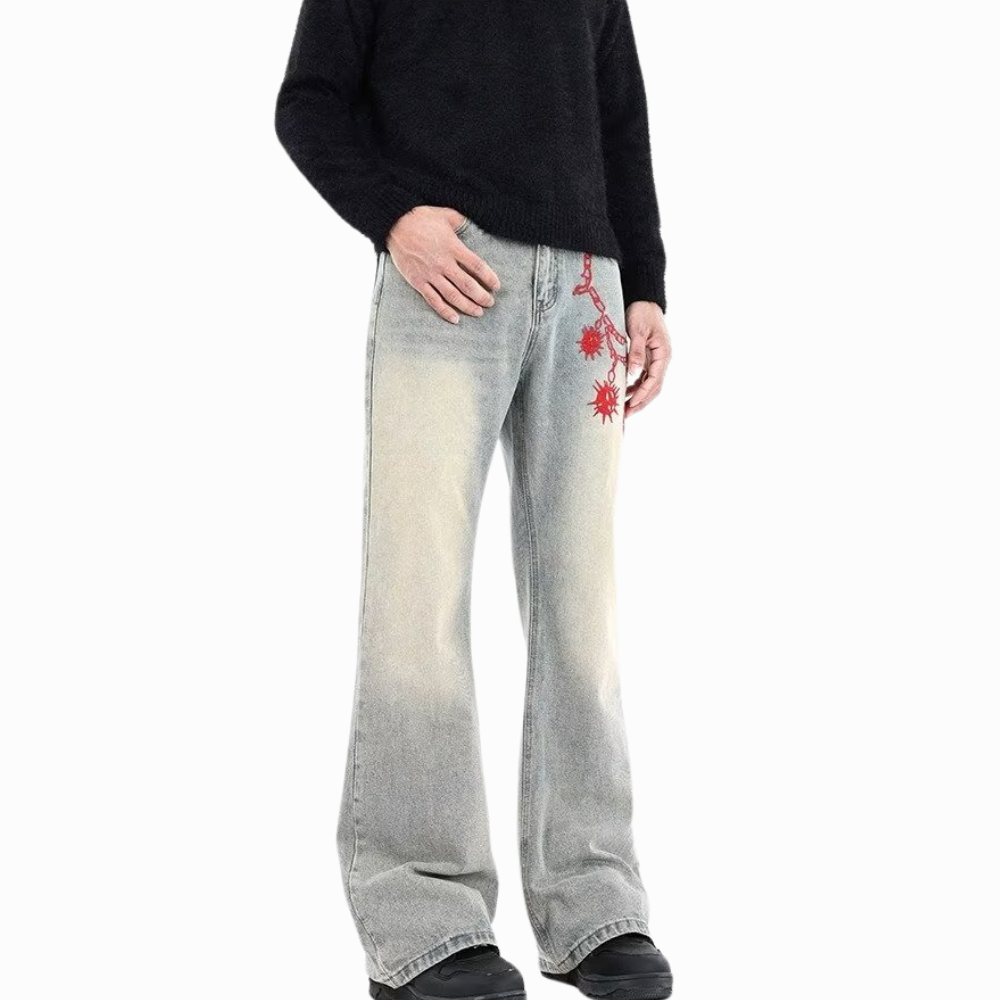 DF|Heavy Chain Embroidery Jeans