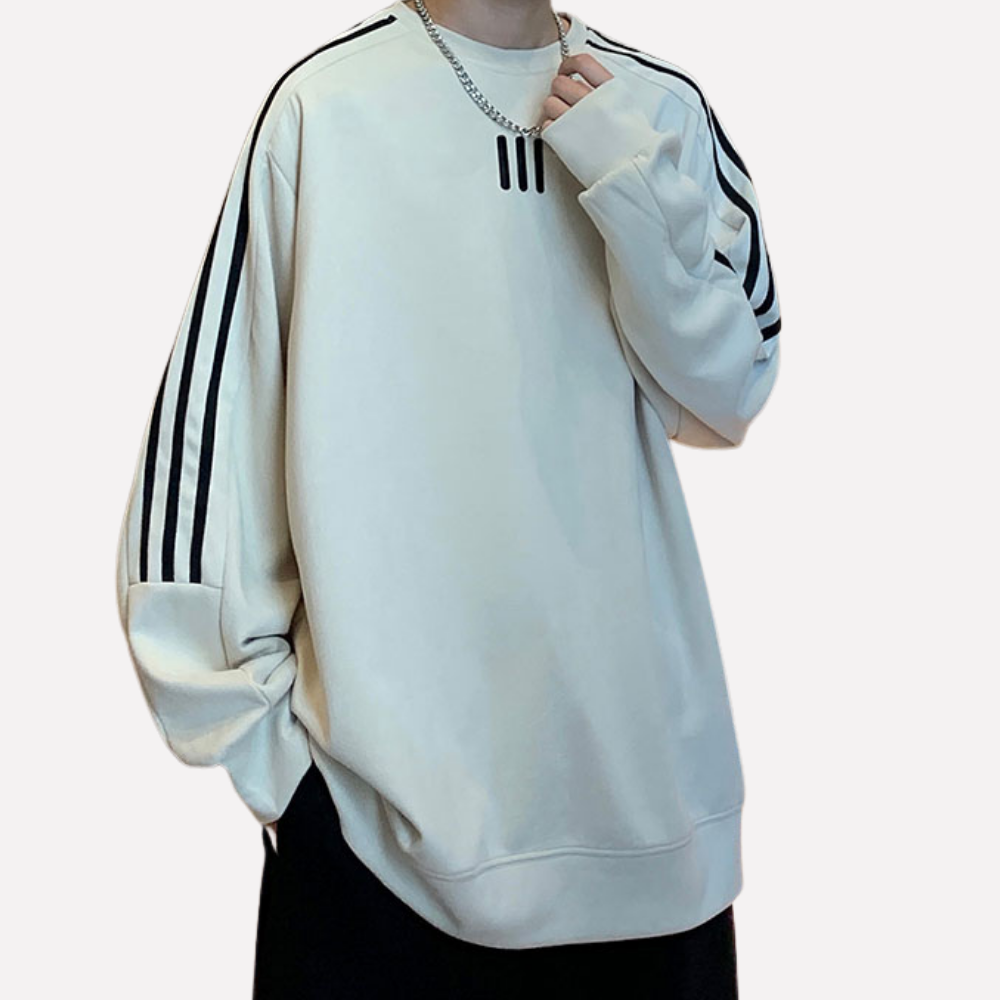 Sport Striped Embroidered Suede Sweatshirt