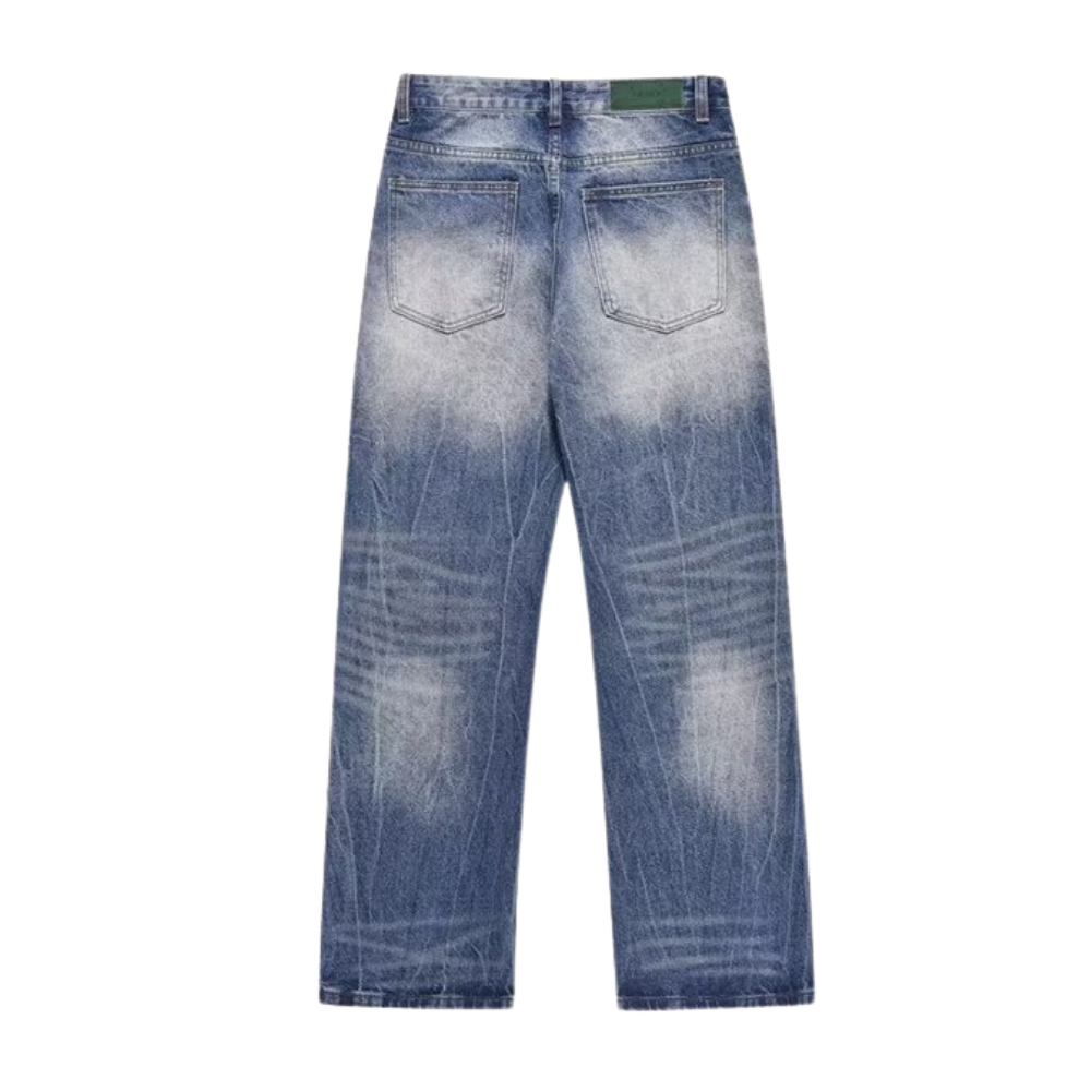 Washed Lightning Crack Jeans