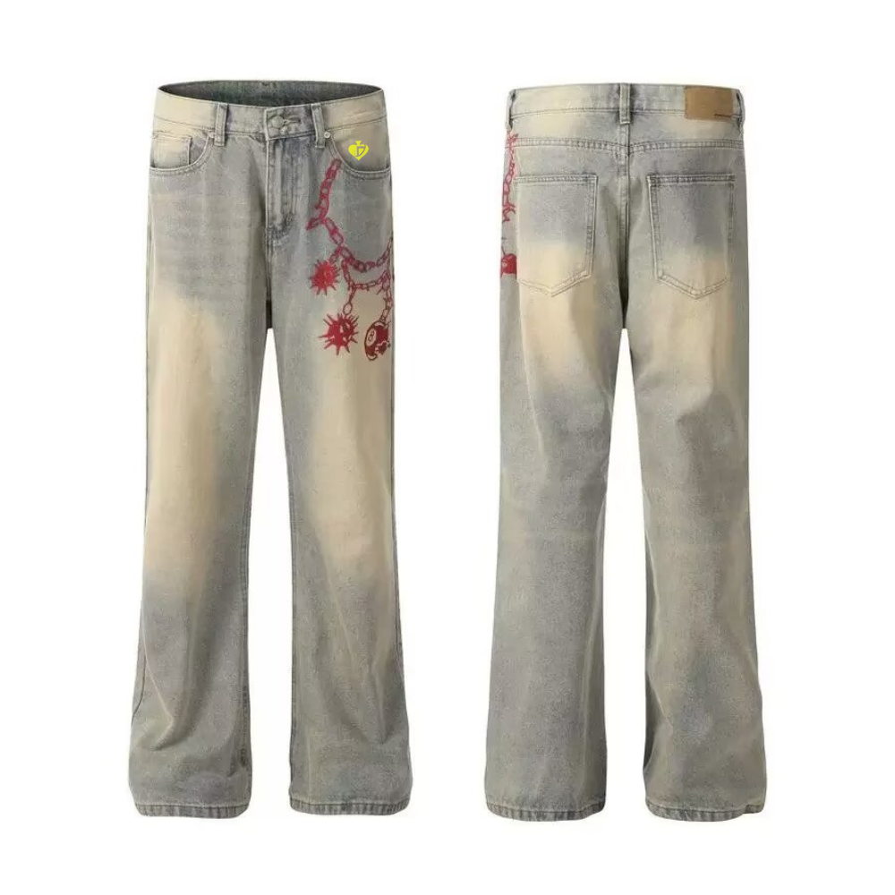 DF|Heavy Chain Embroidery Jeans