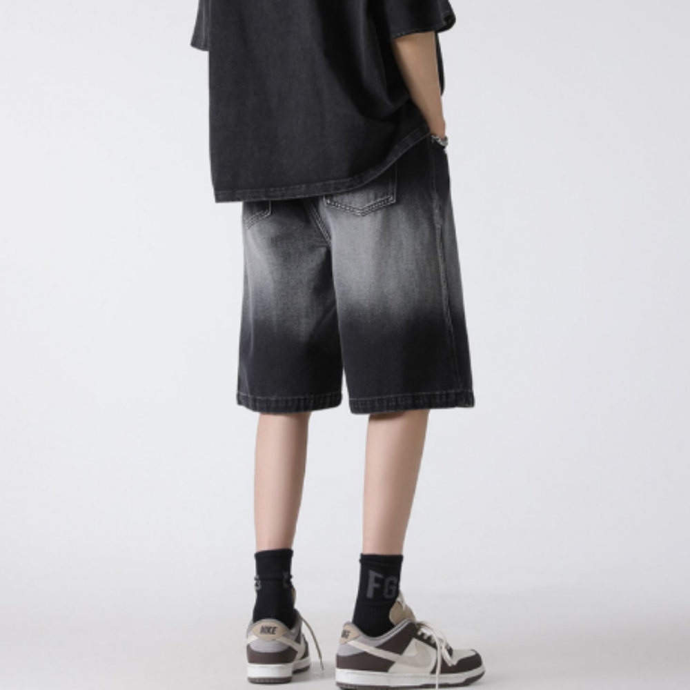 Modern Washed Gradient Denim Shorts