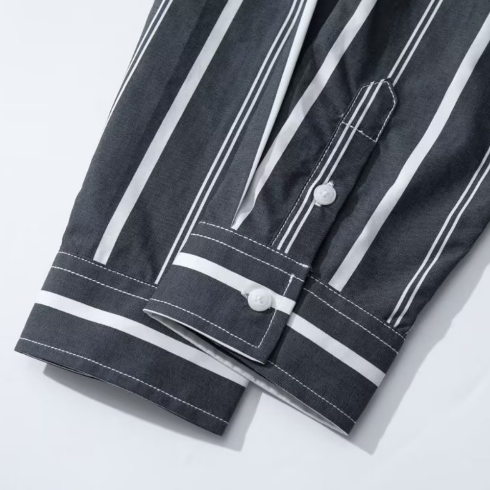 Denim Panel Striped Shirt