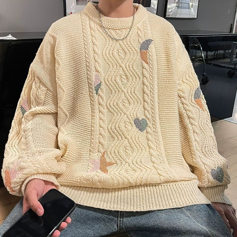 Simple Embroidery Twist Sweater