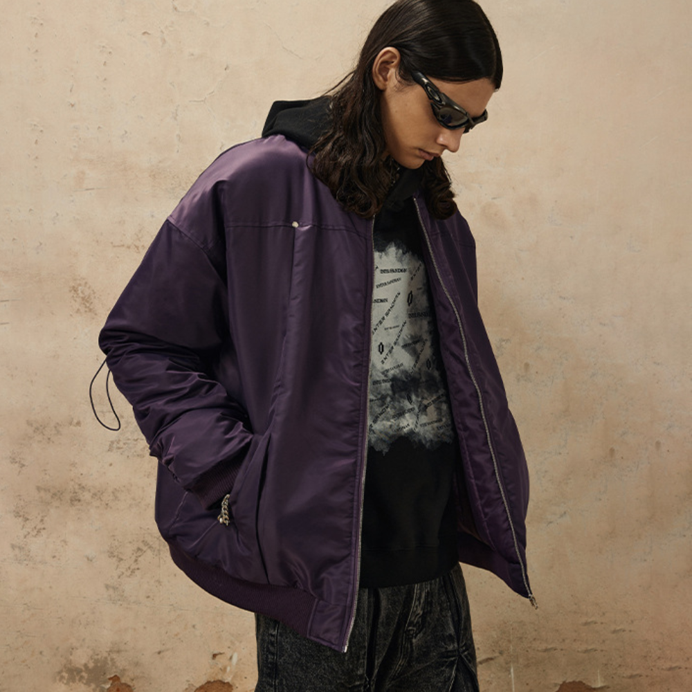 Retro Drawstring Bomber Jacket