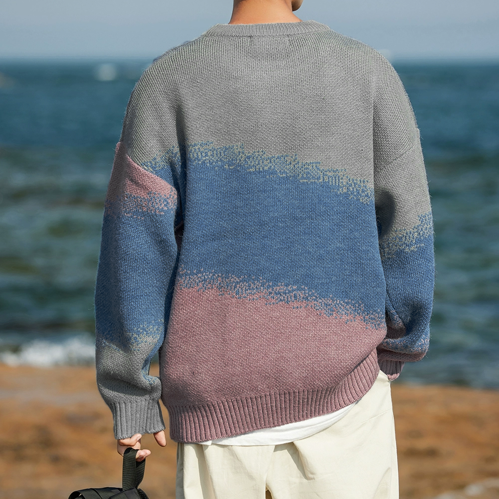 Japanese  Contrast Color Large Size Sweater