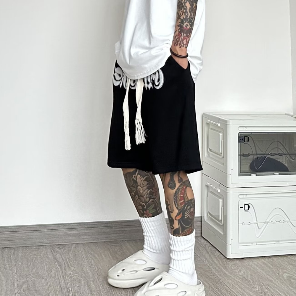 Athletic Versatile Gothic Letter Shorts