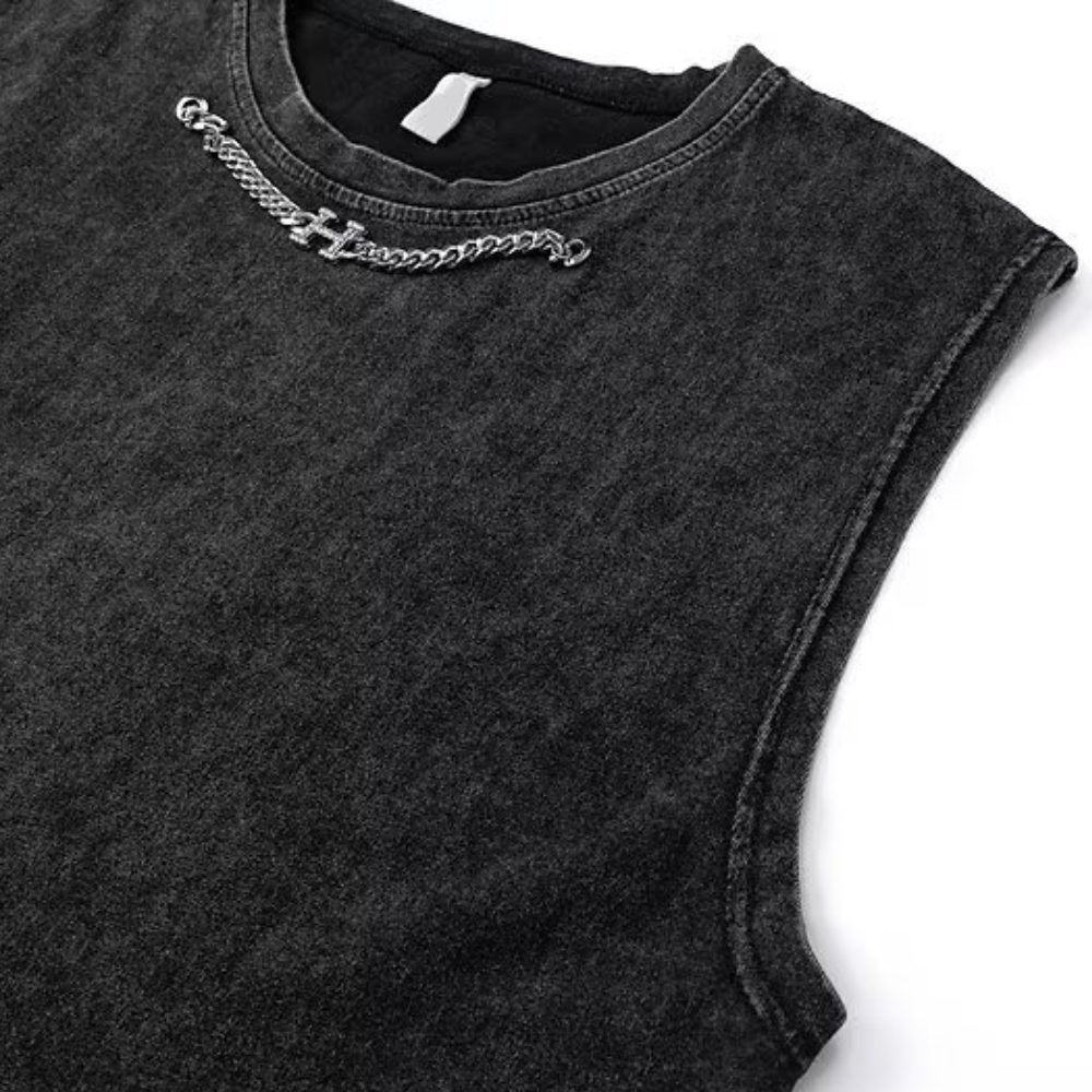 Dark Skull Ripped Cotton Vest