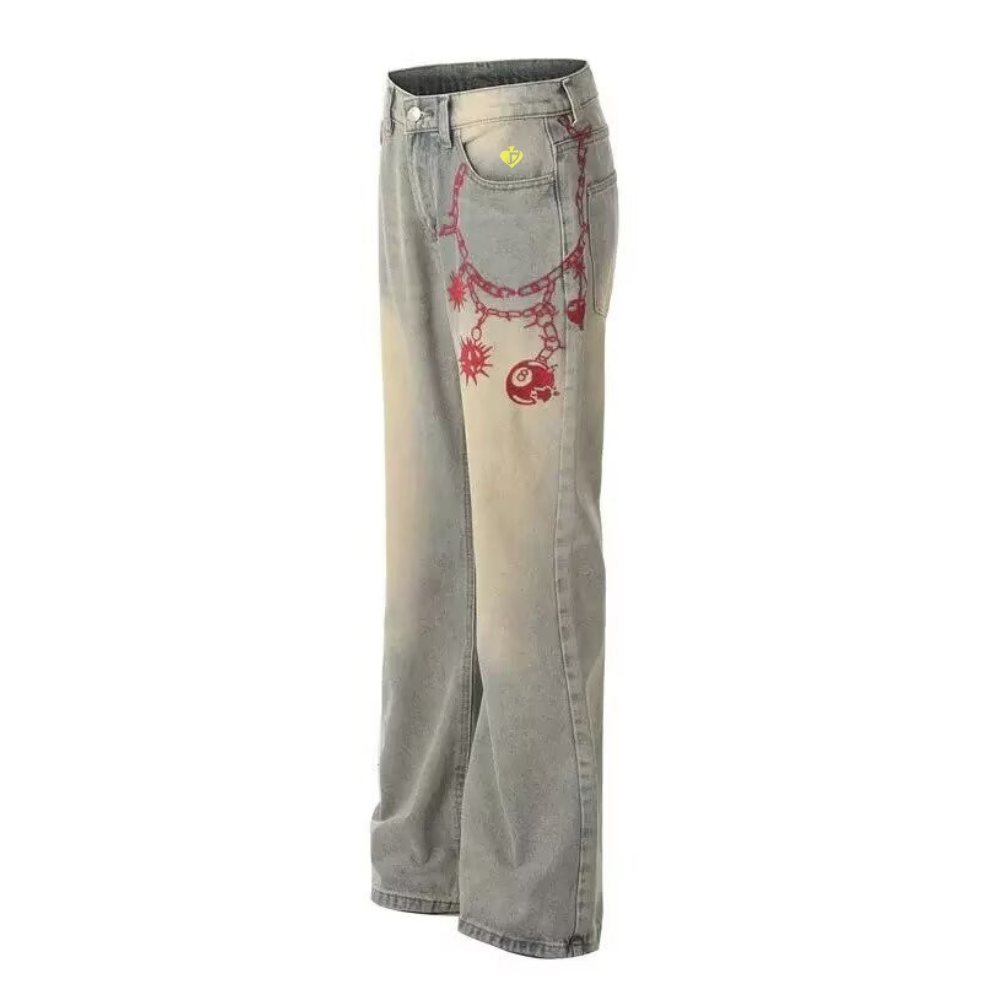 DF|Heavy Chain Embroidery Jeans