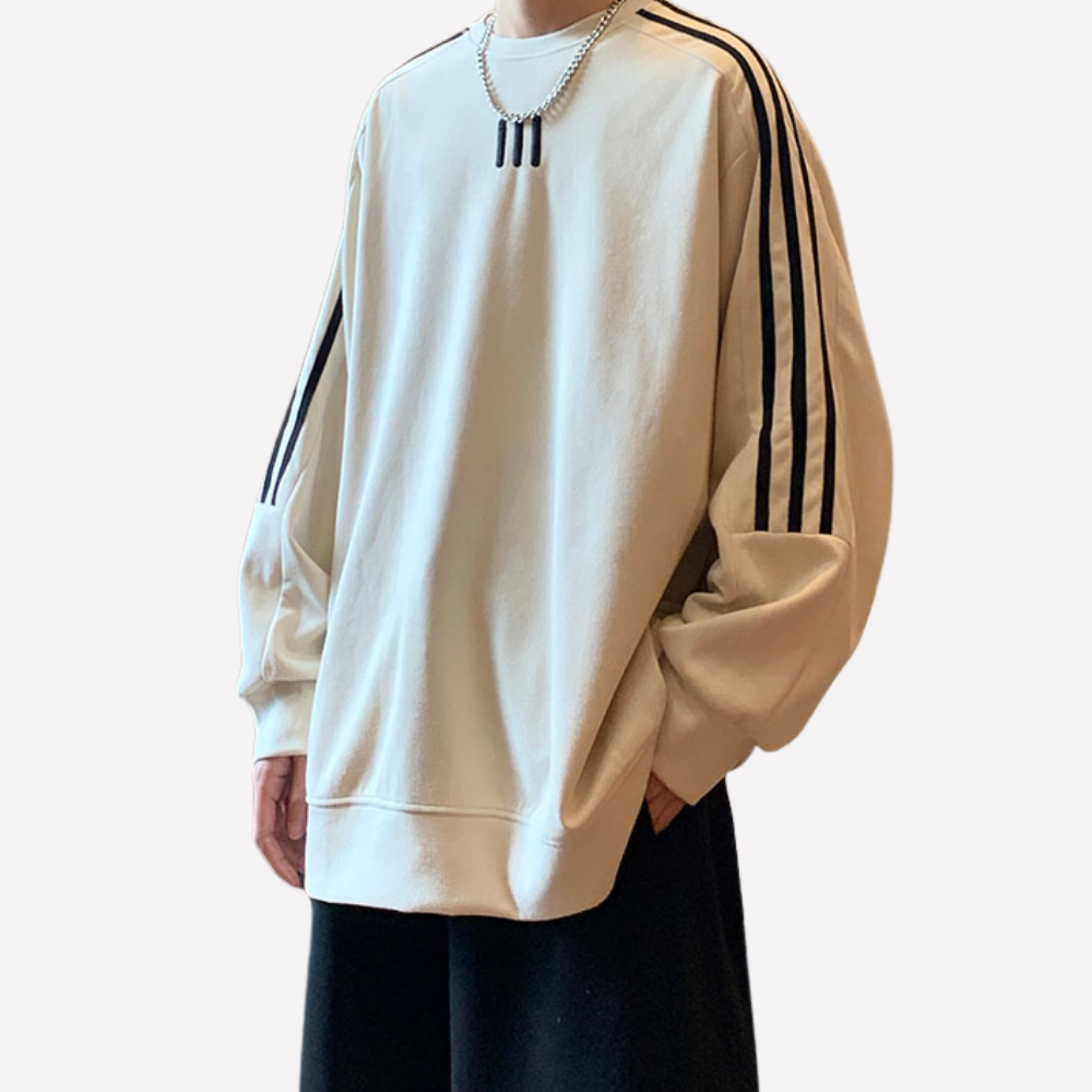Sport Striped Embroidered Suede Sweatshirt