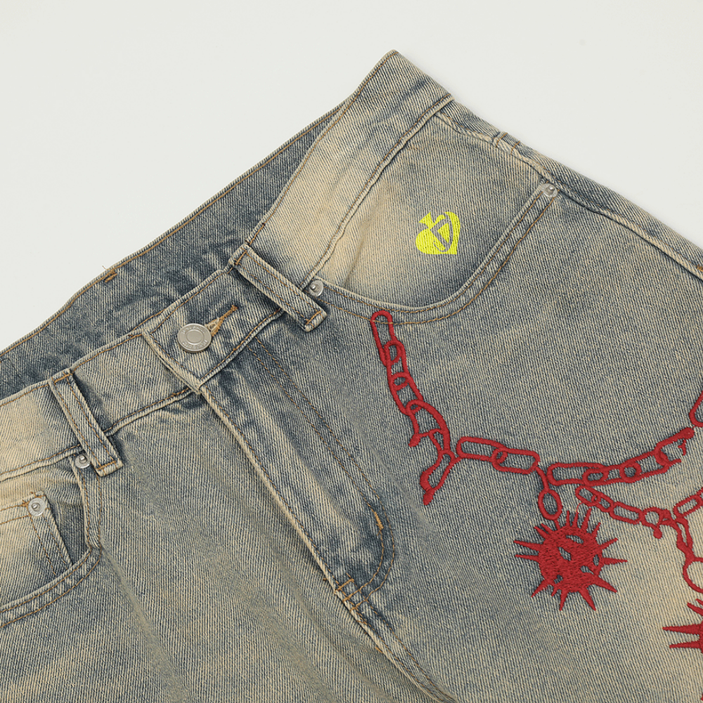 DF|Heavy Chain Embroidery Jeans