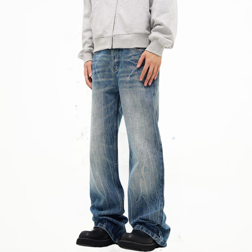 Washed Lightning Crack Jeans