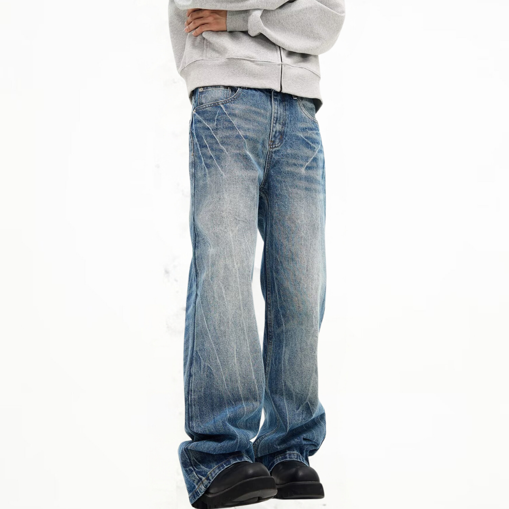 Washed Lightning Crack Jeans