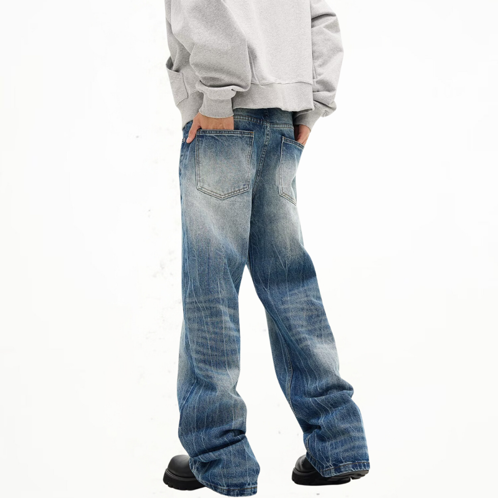 Washed Lightning Crack Jeans