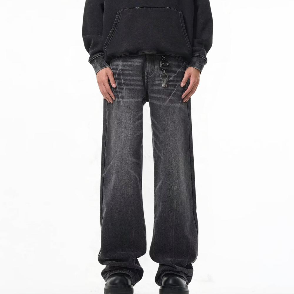 Washed Lightning Crack Jeans