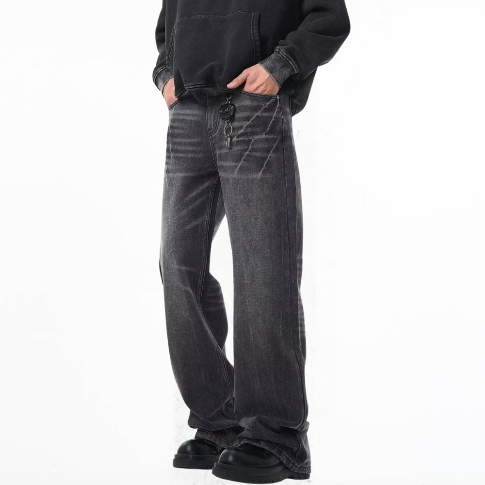 Washed Lightning Crack Jeans